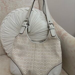 Vintage Coach cream monogram tote